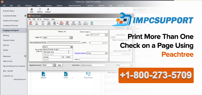 Print More Than One Check on a Page Using Peachtree